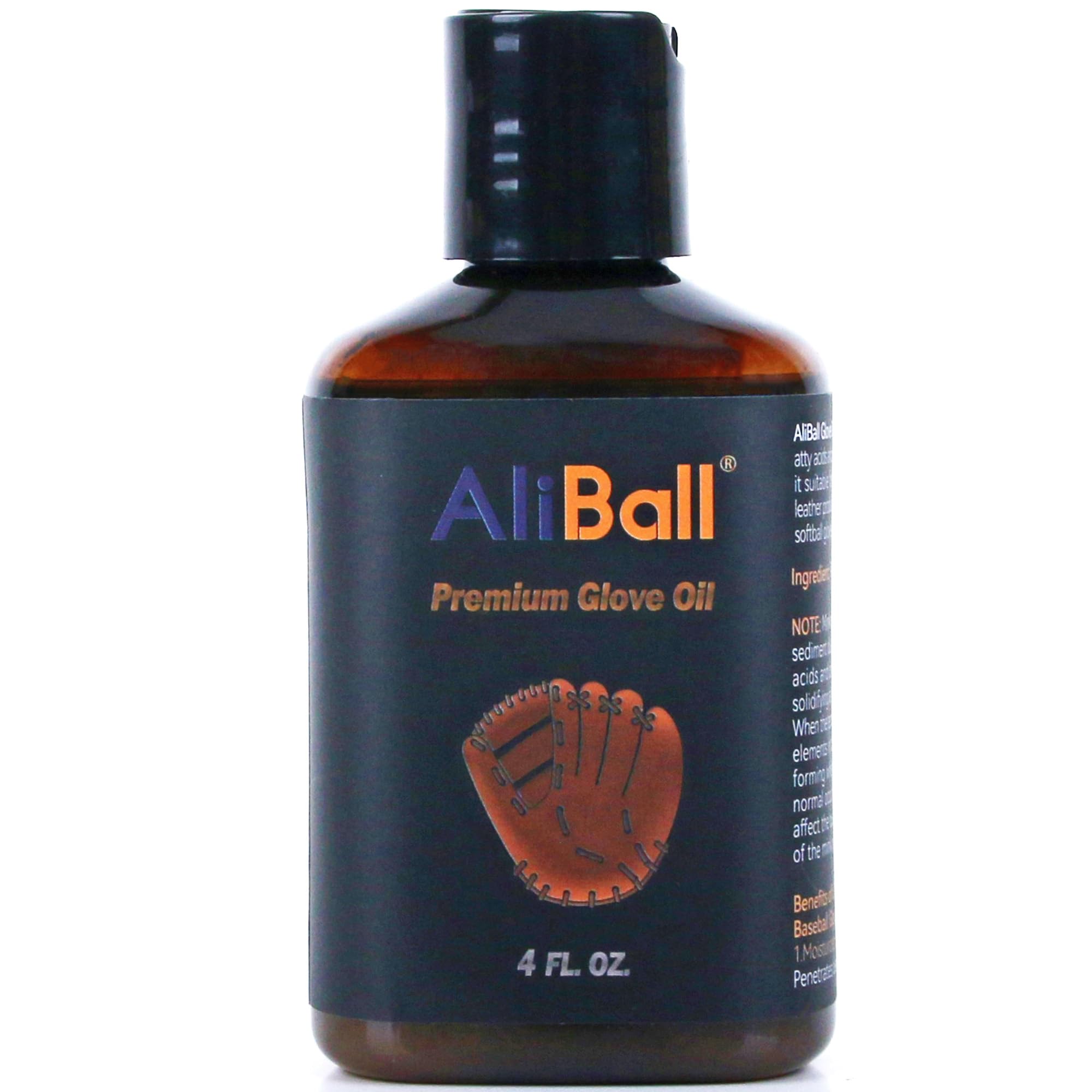 AliBall Premium Baseball Glove Oil - Softens, Hydrates, and Break-in for Baseball/Softball Gloves - 100% Natural, Baseball Glove Conditioner Break in (4 Fl Oz)