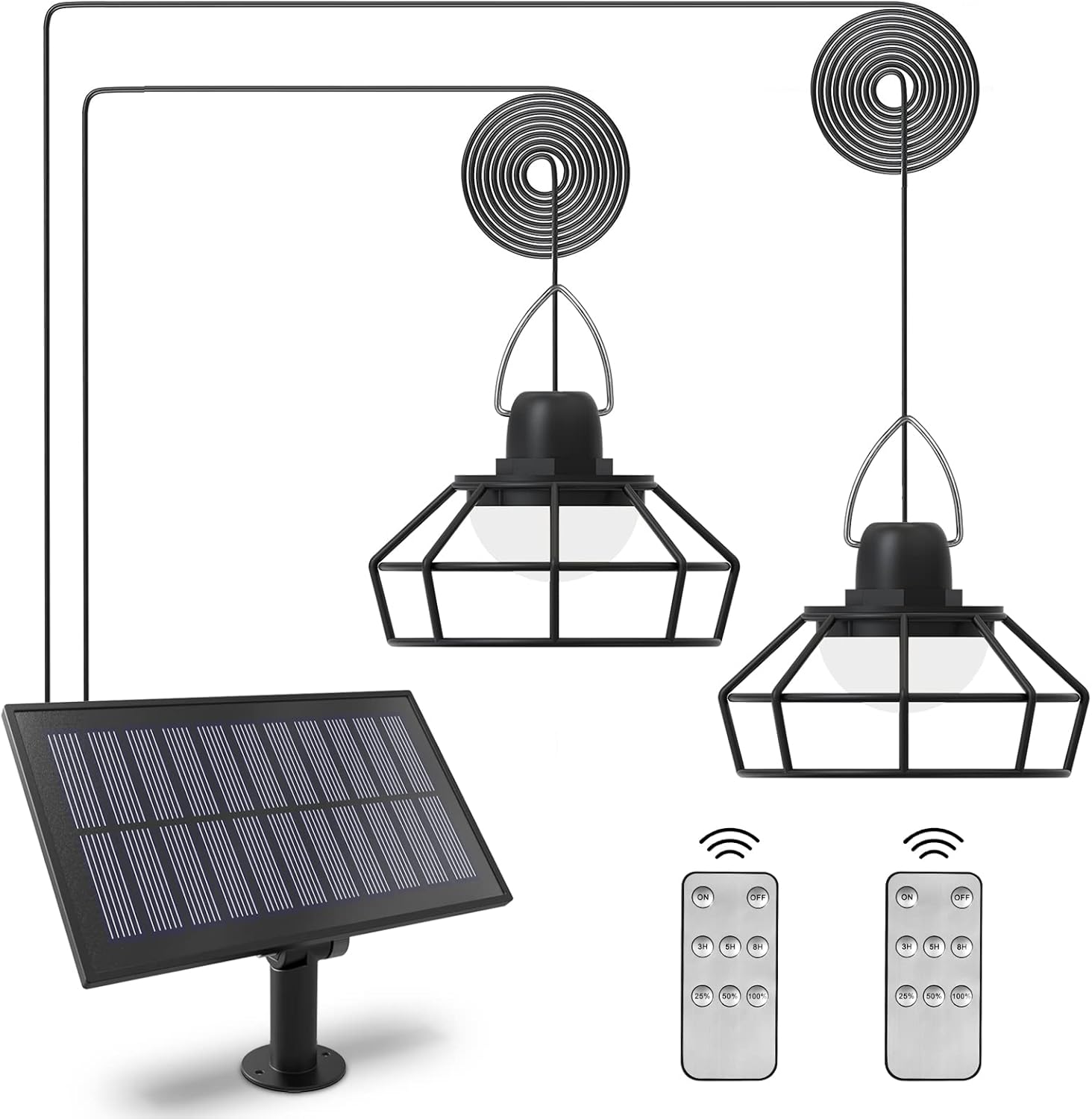 Solar Outdoor Pendant Lights, 6W Solar Garden Lights 6000K Cold White