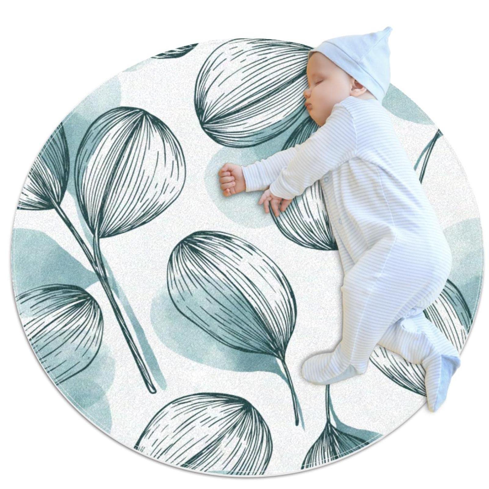 Tapis de salon rond JDEZ en texture feuilles la douceur d'un tapis haut de gamme
