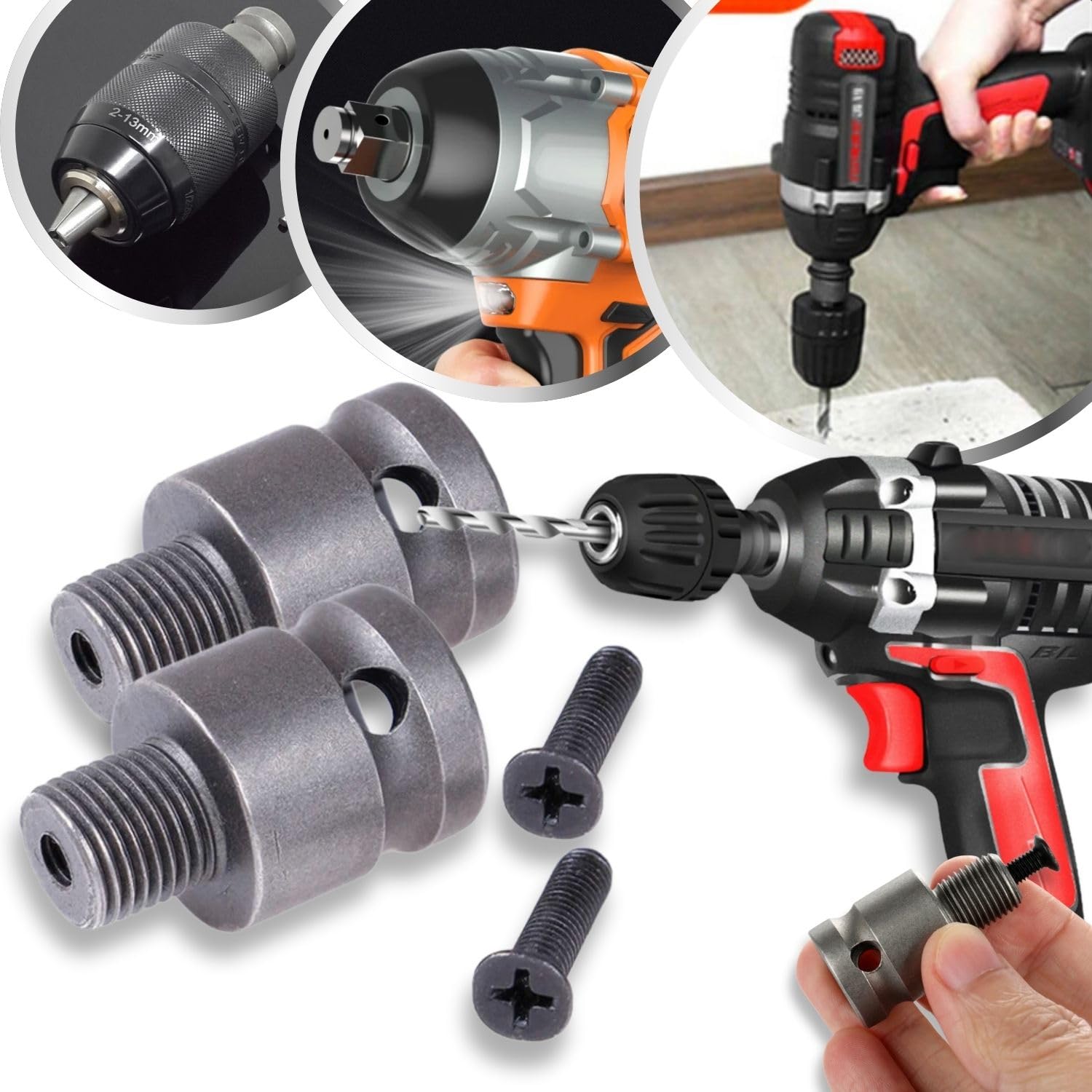 Kit 2 Haste Soquete Adaptador Quadrado 1/2 Pol 13mm Parafusadeira