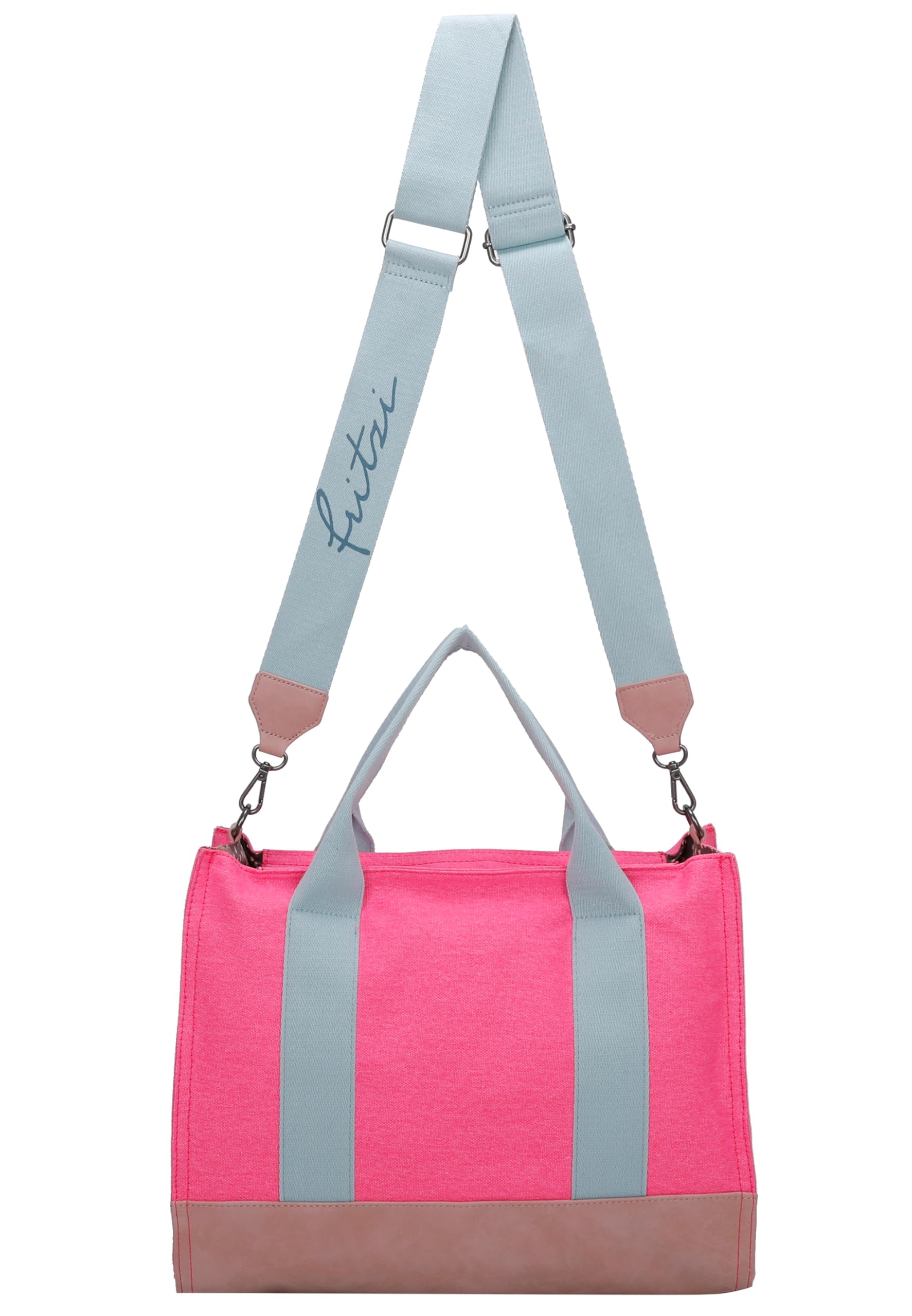 Fritzi Canvas Tote Bag Uni Shopper Damen Handtasche 29,5 x 40 x 14 cm – Schwarz, Rosa, Orange, Light Purple, Mint-Salbei, Blau, Pink, Gruen, Lila, Mint-Pastell, Braun, Rosa, Beige, Gelb