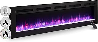 BALDERIA Elektrokamin Leif 70'' | Elektrischer Wand- oder Einbaukamin 3D-Flammeneffekt | Elektro Heizung 1800W | Kamin mit Fernbedienung, Startsteuerung, Timer & Thermostat | Schwarz