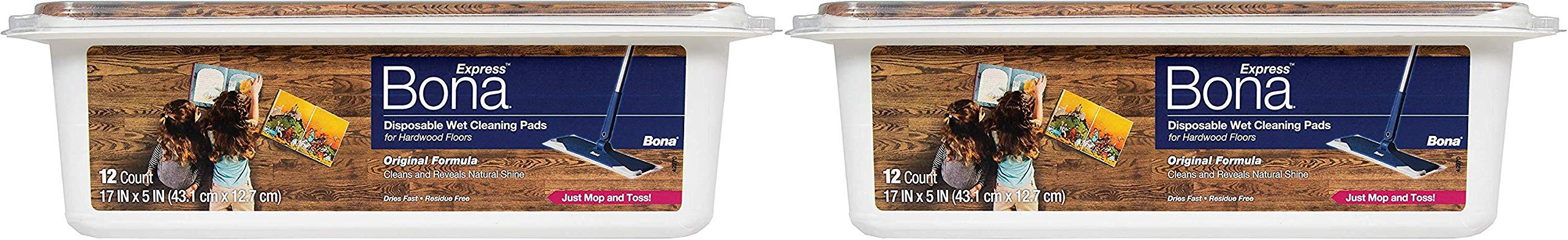 BonaHardwood Floor Disposable Wet Cleaning Pads, 12 Count,2 Pack