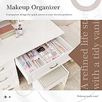 Vista 5 de Criusia 14 PCS Clear Plastic Drawer Organizer Set - 5 Large Size Versatile Kitchen and Bathroom Organizer Trays, Non-Slip Storage Bins for Makeup