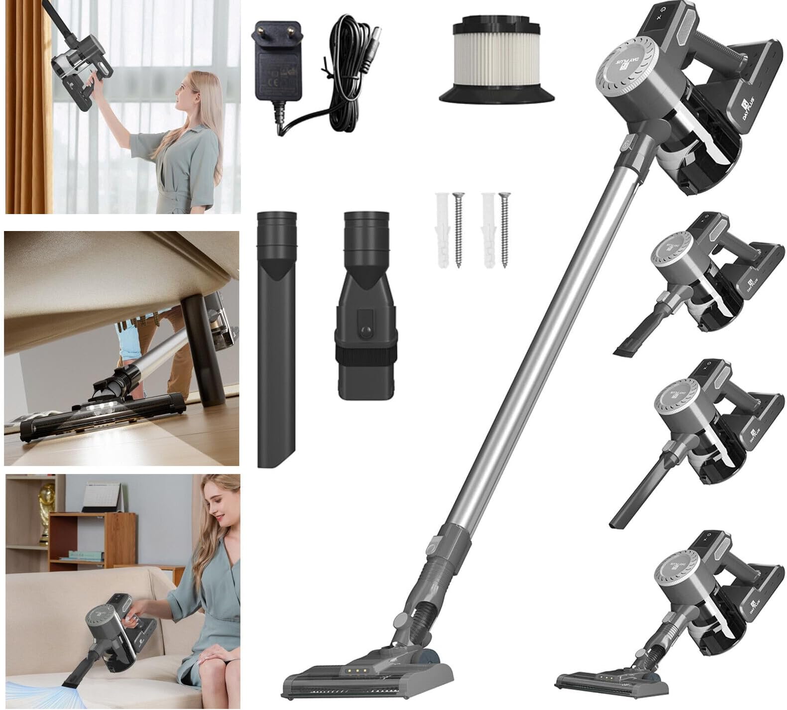 Lucn Cordless Vacuum Cleaner 2 in 1 Handheld Stick 50Kpa Suction For Pet Carpet Car with 22000Pa Suction, 2.0Ah Battery Max 35Mins Runtime for Home Pet Hair Carpet Hard Floor