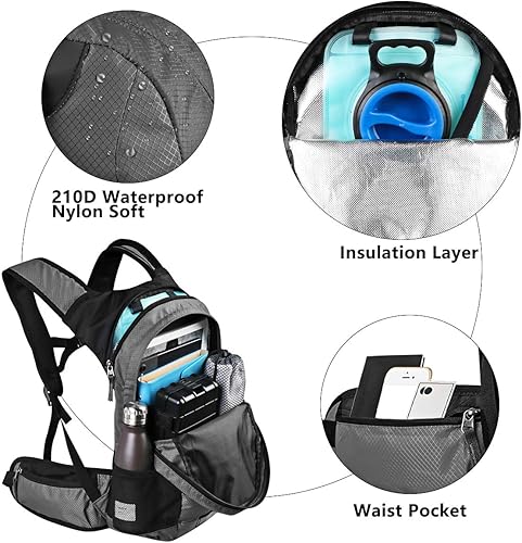 Miniatura 3 de Mochila de hidratación con aislamiento térmico con bolsa de agua a prueba de fugas de 2 litros, sin BPA, perfecta para correr, ciclismo, senderismo,