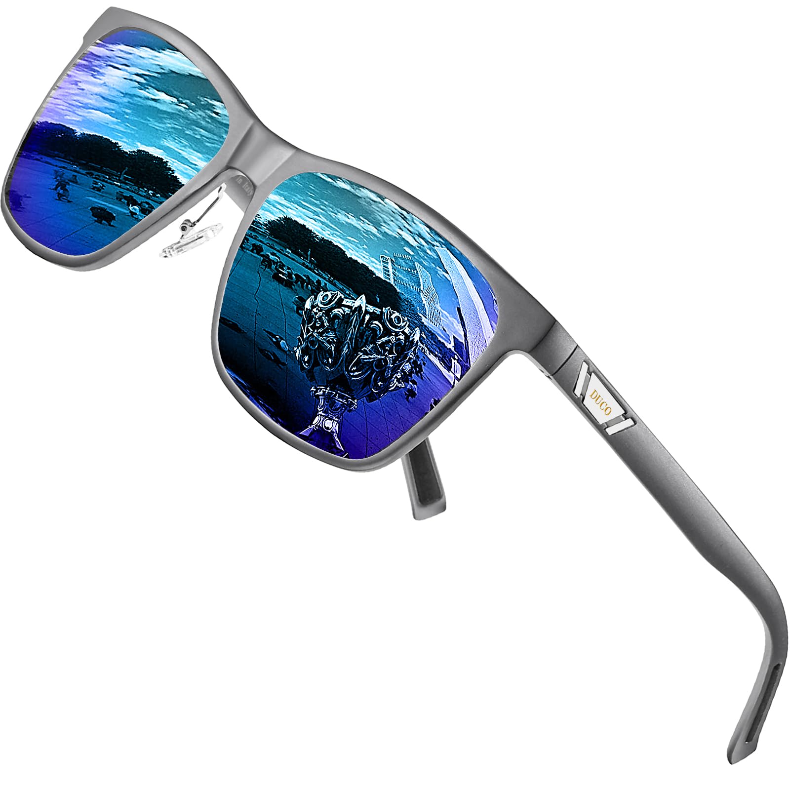 DUCO Sonnenbrille für Herren Damen Polarisiert Retro Unisex Sonnenbrillen Al-Mg Metallrahmen Polarisierte Brille UV 400 Fahrerbrille 3029H ﻿ ﻿ ﻿