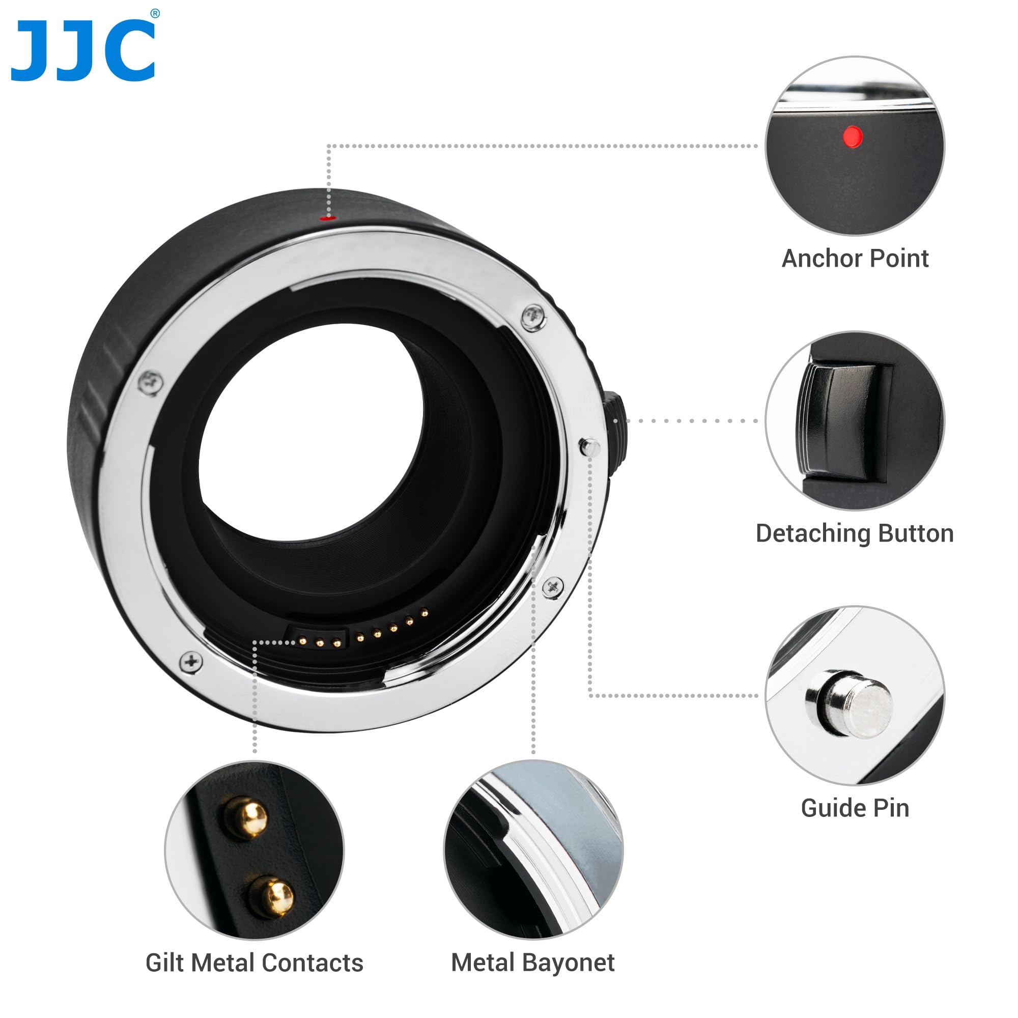 JJC Tubo di prolunga macro con messa a fuoco automatica (AF) con esposizione TTL per fotografia di immagini ravvicinate, per fotocamere DSLR e SLR Canon EF/EF-S e obiettivi con attacco EF/EF-S (set da