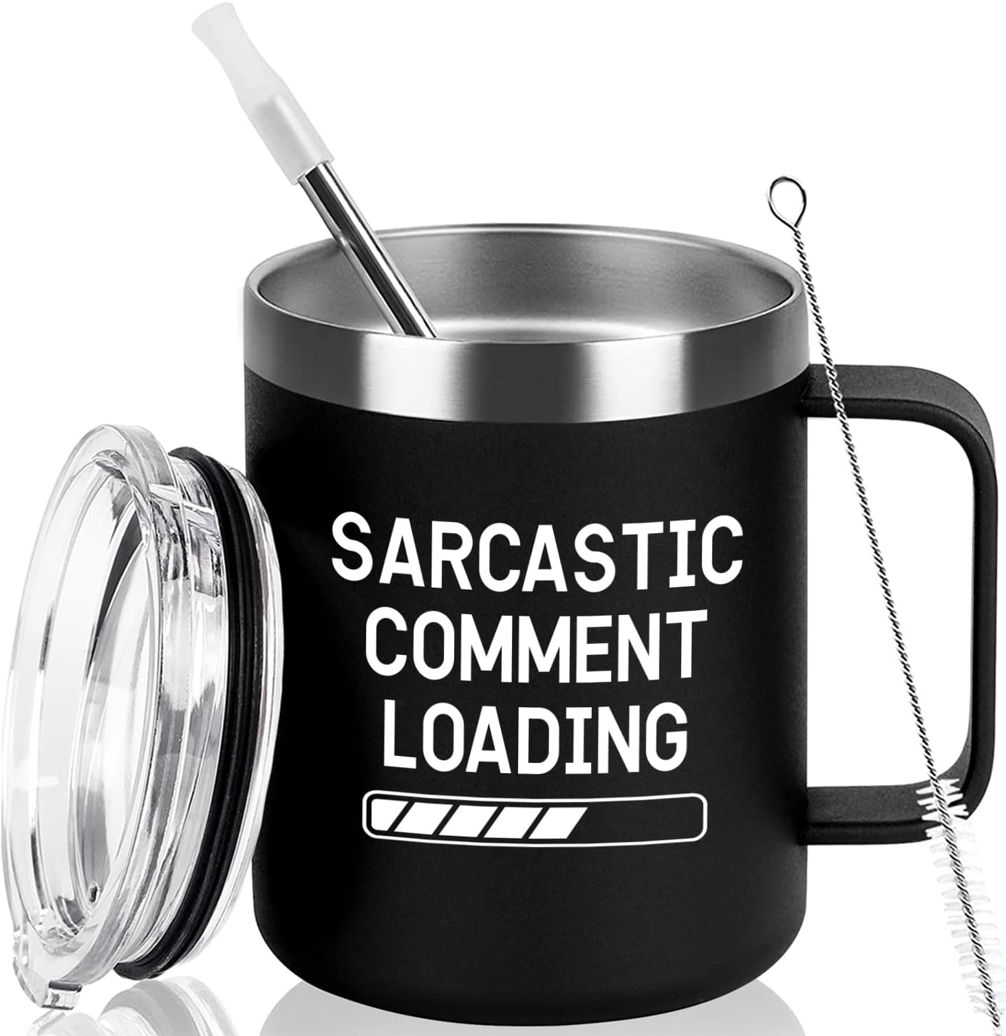 GINGPROUS Sarcastic Gifts for Men, Sarcastic Comment Loading Insulated Coffee Mug, Gag Gifts Birthday Christmas Gifts Fathers Day Gift for Coworker Bff Boyfriend, 12oz Insulated Travel Mug, Black