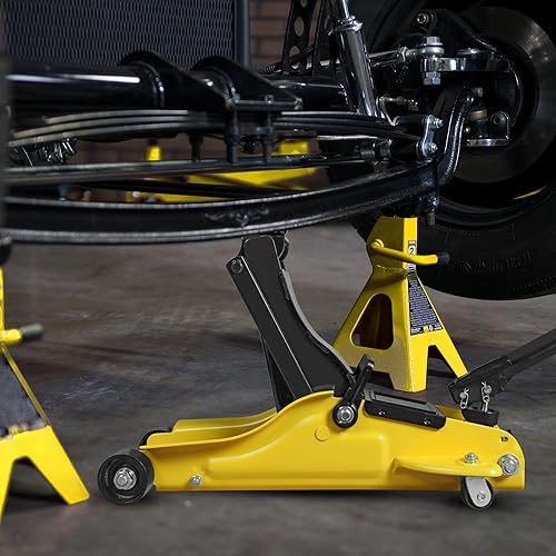 Miniatura 8 de YELLOW JACKET Gato de piso de perfil bajo de 2 toneladas que levanta rápidamente el gato hidráulico del coche con bombas duales, capacidad de 4400