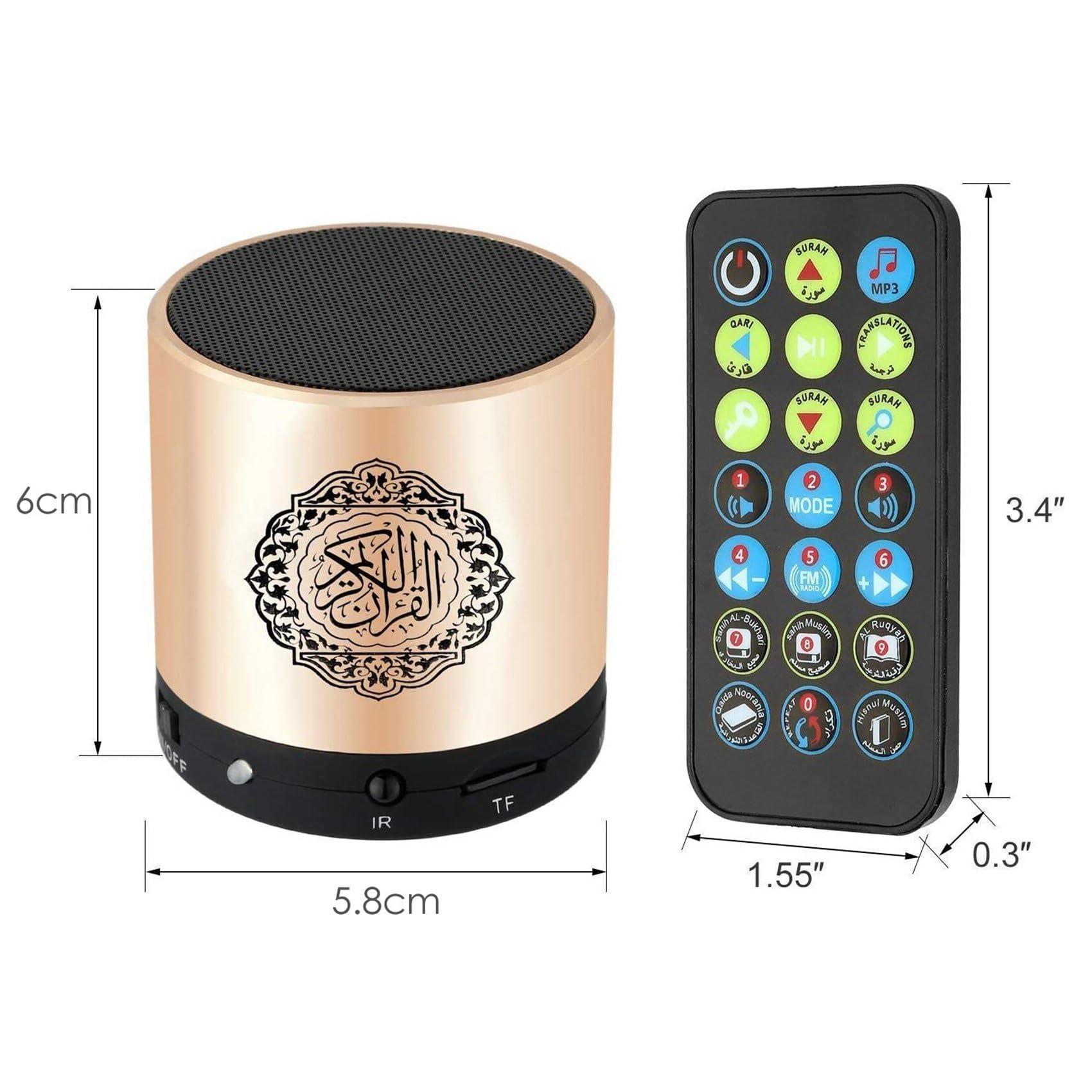 4 x głośnik muzułmański z Koranu, Smart Koran, mały przenośny pilot zdalnego sterowania, Bluetooth, MP3, FM, IF, odtwarzacz Ramadan, Hajj,
