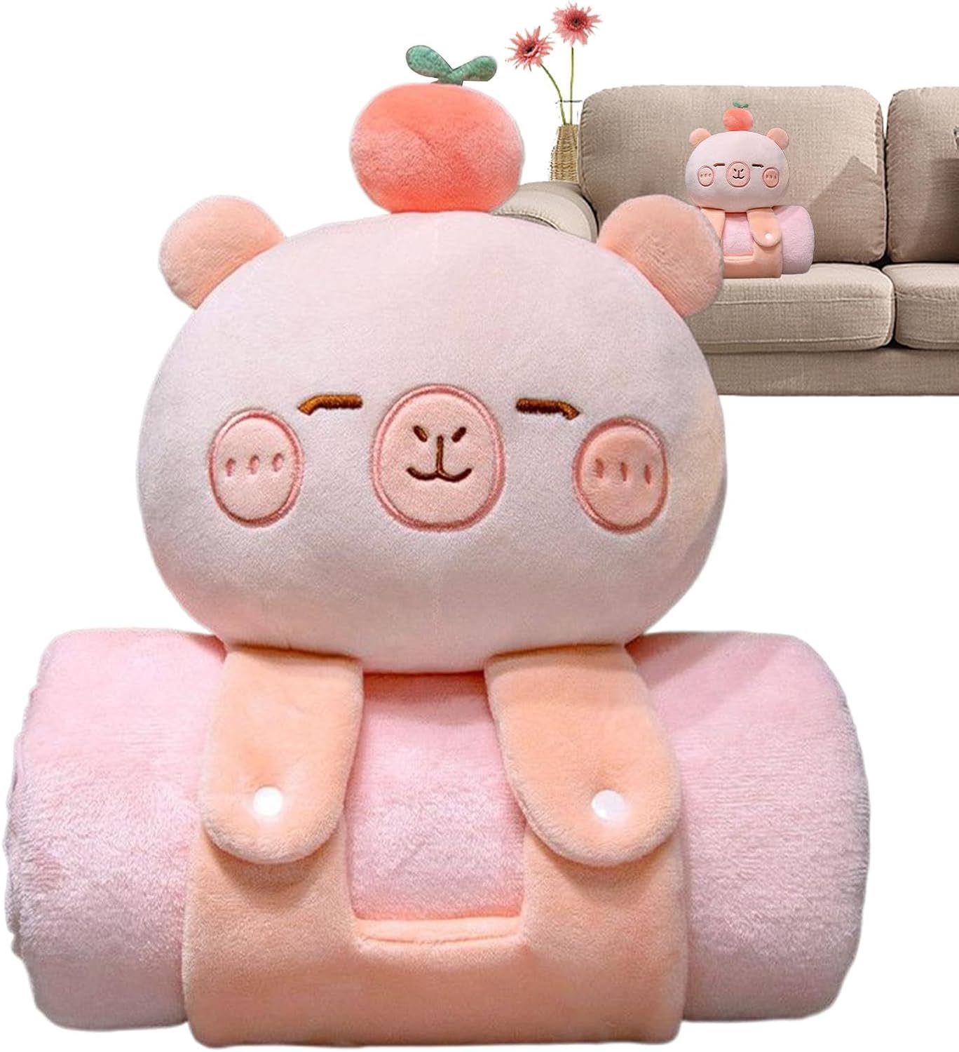 Toddler Nap Mat, Daycare Nap Mat, Matte de Couchage Doux pour Doux en Forme de Capybara, Oreillers de Jouets en Peluche pour Confortables pour Noël ou la Saint-Valentin