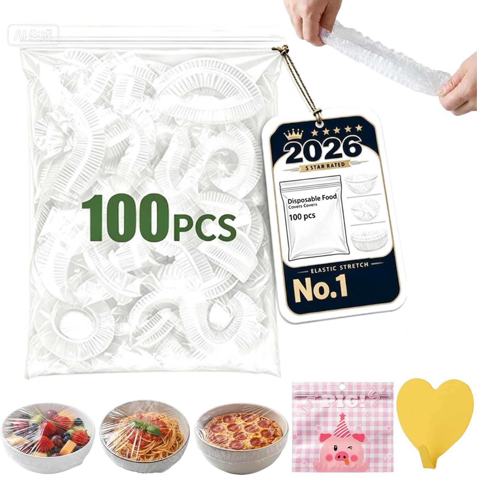 Disposable Food Covers Fresh Keeping Bags for Bowls & Plates (100PCS)