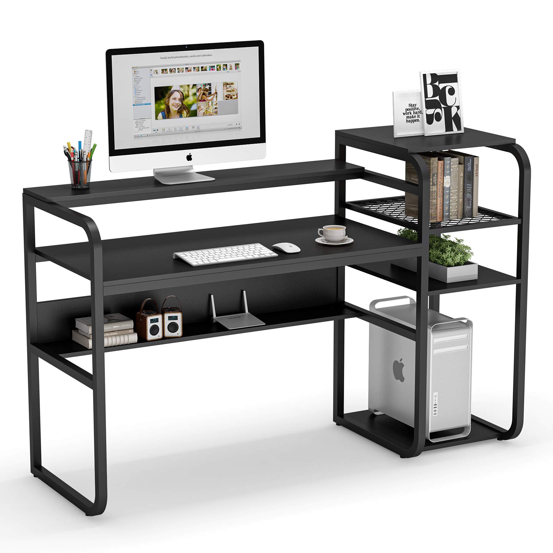 Buy Tribesigns 57 inch Computer Desk with Storage Shelves and Hutch