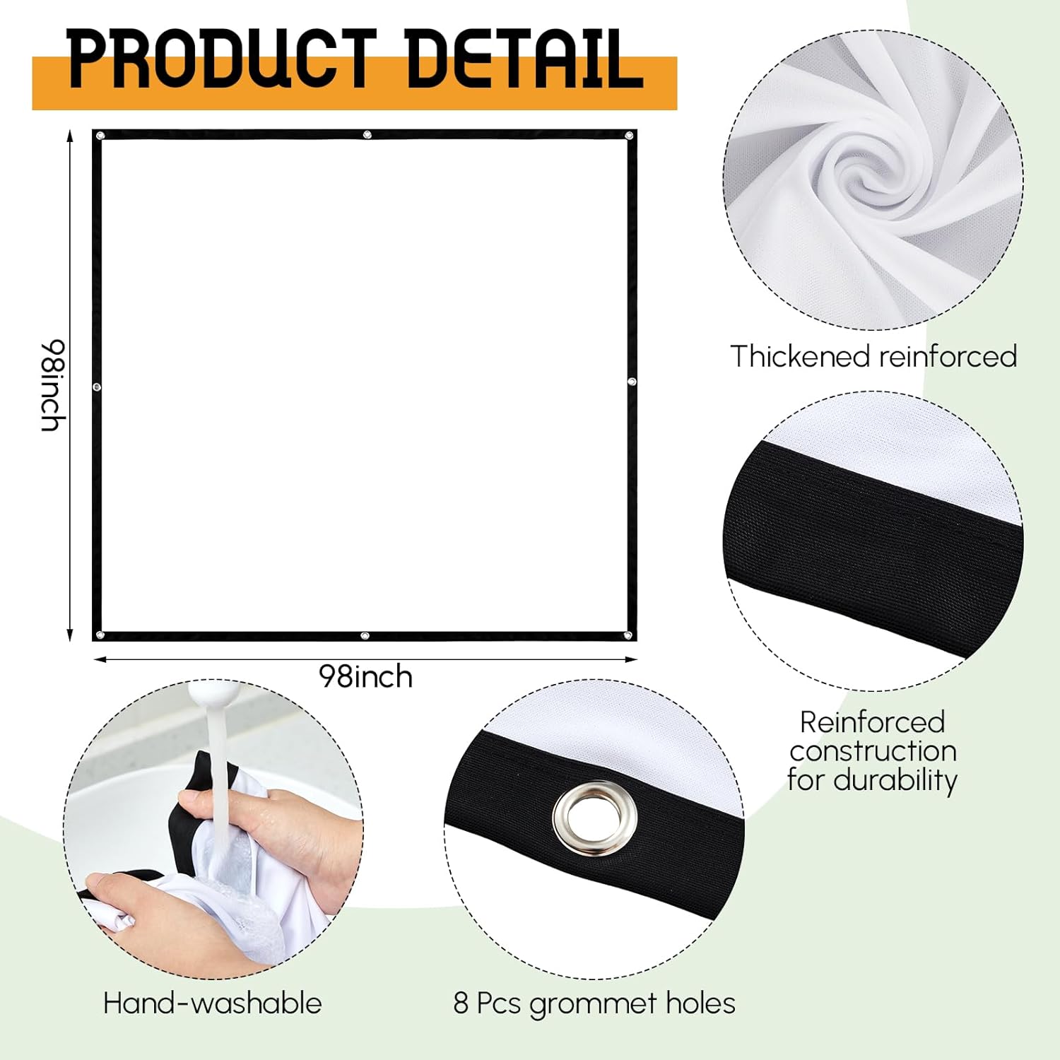 4.4 x 4.1 ft Golf Simulator Impact Screen Display Projector for Indoor and Outdoor Golf Training Ultra Clear Impact Screen with Adaptable Grommet Holes