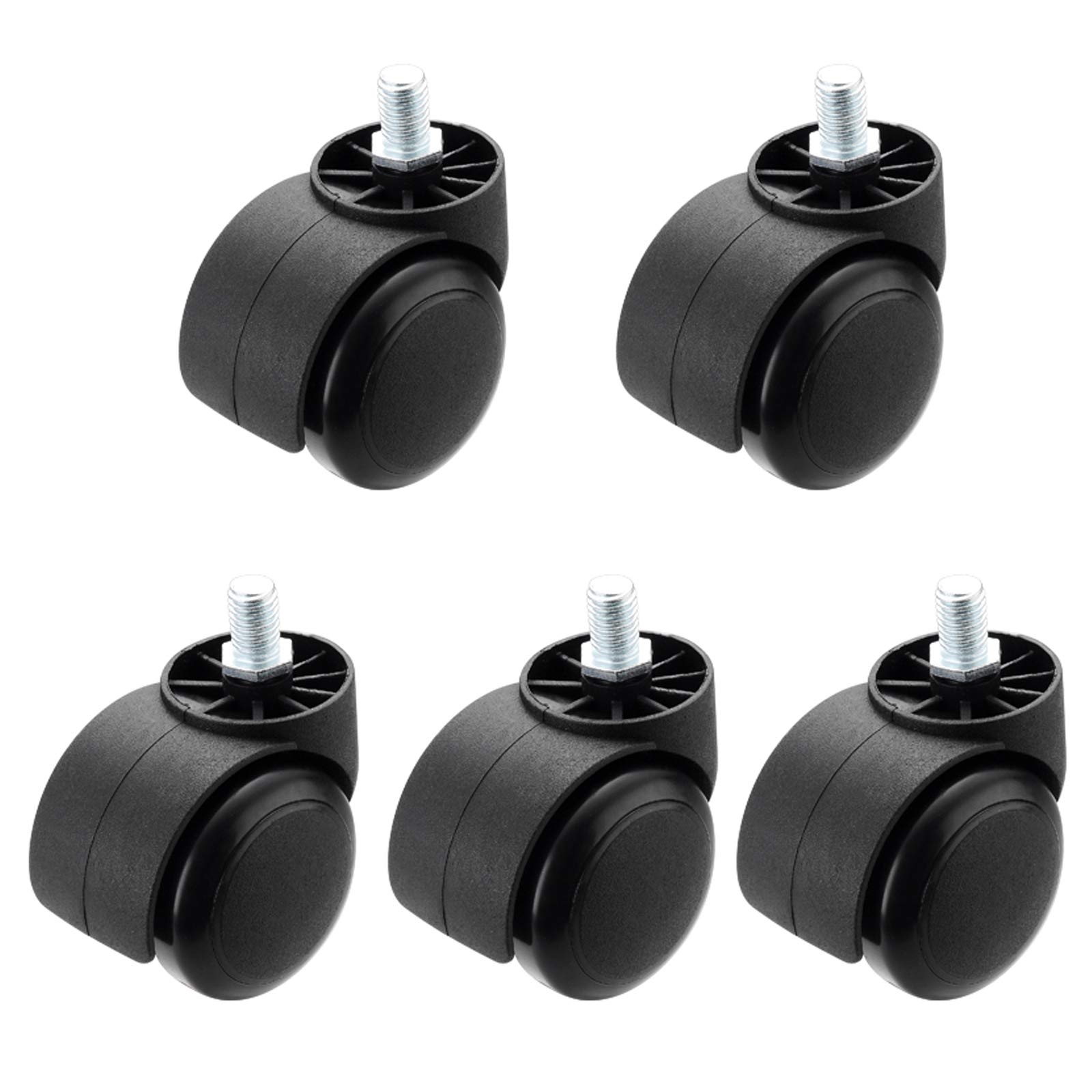GYRAZXS Office Chair Wheel Replacement 2" 50Mm Set of 5 Hardwood Floor Furniture Swivel Caster Wheels