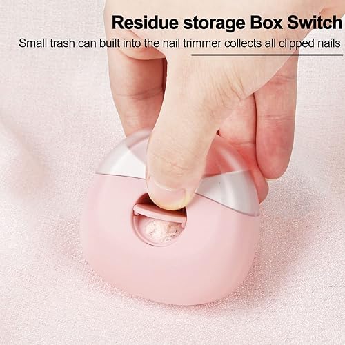 Miniatura 7 de Cortauñas eléctrico automático con luz LED y 2 velocidades con almacenamiento de restos de uñas, recortadora de uñas de seguridad recargable por USB