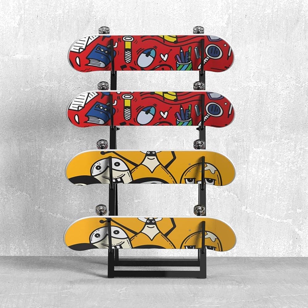 Skateboard Display Skateboard Stand, Snowboard Storage Rack, Space-saving, Longboard Skateboard Deck Storage Racks, Standing Skateboard Display Stand, Strong Load-bearing (Size:30x25x89cm,Color:Black)