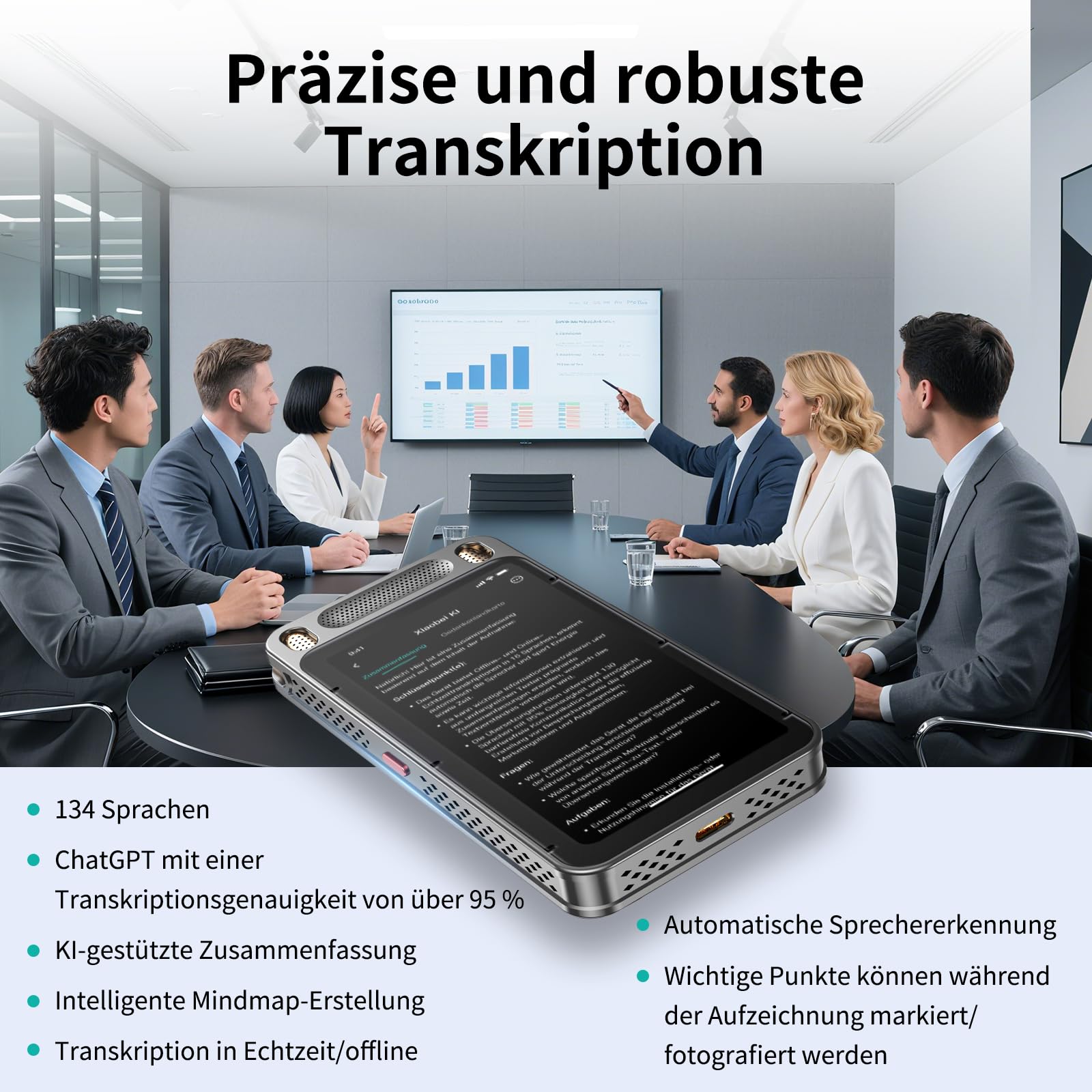 Note AI Digitales Diktiergerät Mit Wiedergabefunktion,Voice Recorder Unterstützung Kostenlose Transkription, Zusammenfassung Und Übersetzung In 134 Sprachen,Audioaufnahmegerät Für Vortrag/Interviews