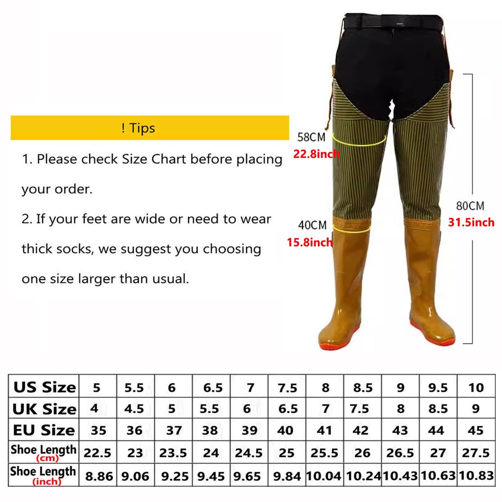 Trampolieri da Pesca | Trampolieri for uomo Donna PVC Bootfoot Caccia Pesca Giallo Taglie 4-9(9)