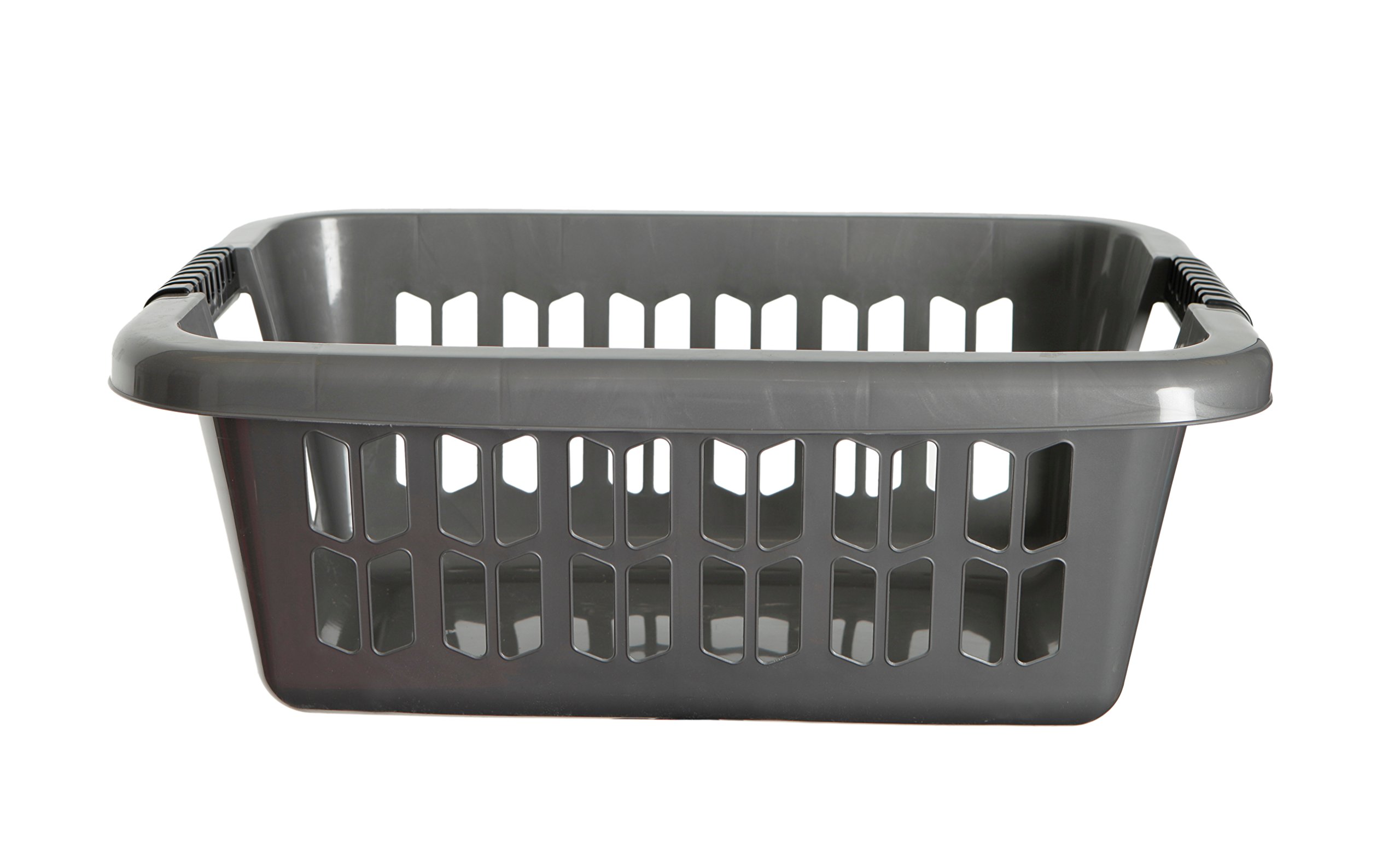 Whitefurze Silver Easy Grip Rectangular Laundry Basket,