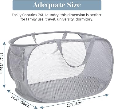 Mesh Collapsible Laundry Basket + Laundry Basket with Zippered Lid, Meet different usage needs