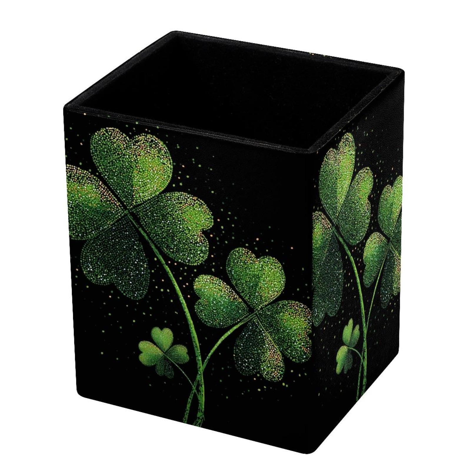 VAPOKF Pencil Holders for Desk, Shamrock Printed Pen Holders Pen Pot Makeup Brushes Storage Desktop Stationery Supplies Organiser for Home Office