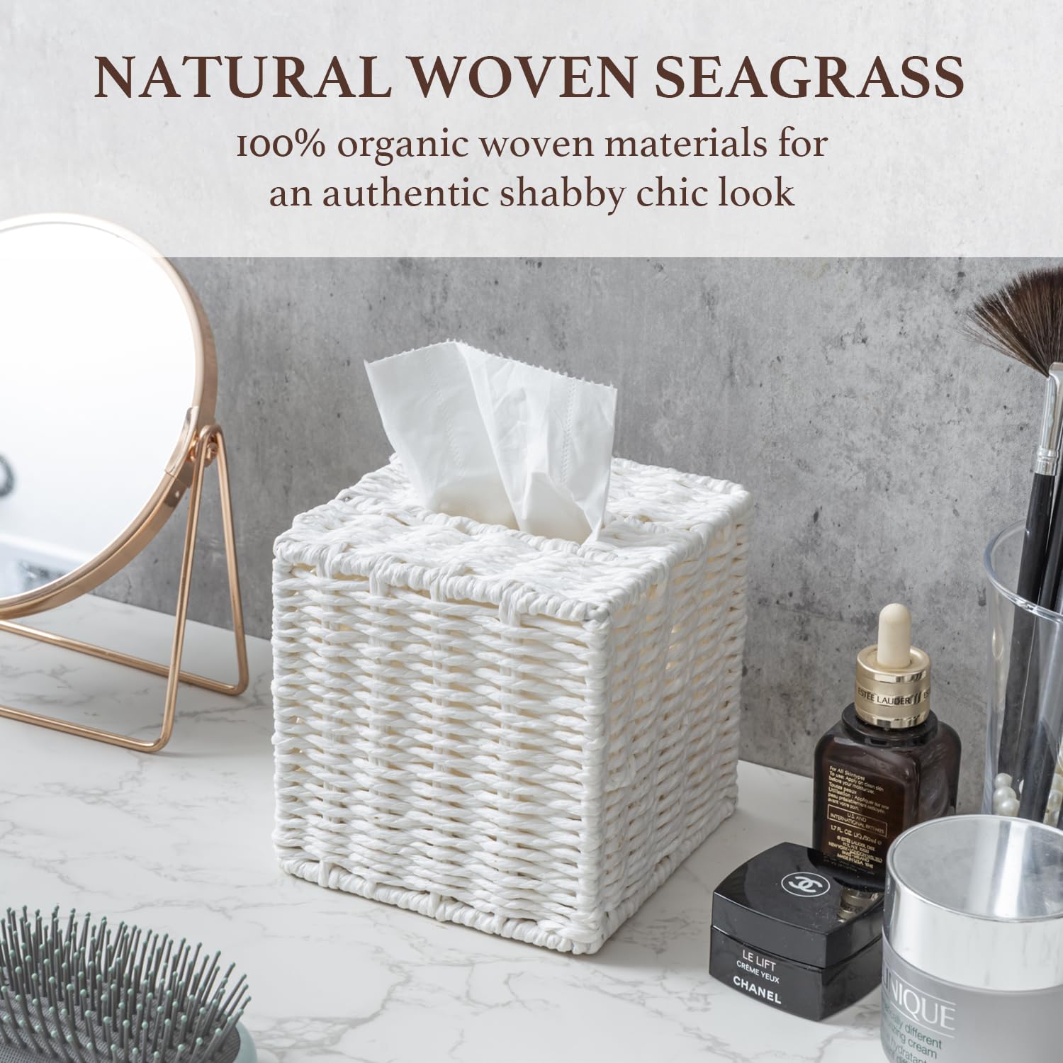 ロープ♡正方形ティッシュボックス Amazon｜MyGift ホワイトペーパーロープ編みフェイシャル