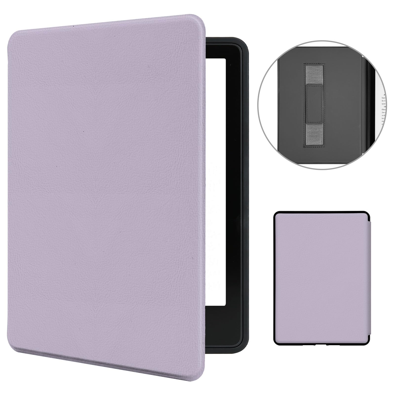 MOROCK Schutzhülle für Kindle Paperwhite 10. Generation 2018 (Modell Nr. PQ94WIF), schlankes Design, leichtes PU-Leder mit Handschlaufe, automatische Wake-/Sleep-Hülle für Amazon E-Reader, Hellviolett
