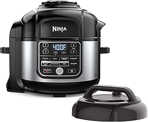 Ninja OS301 Foodi 10-in-1 Pressure Cooker and Air Fryer with Nesting Broil Rack, 6.5 Quart, Stainless Steel