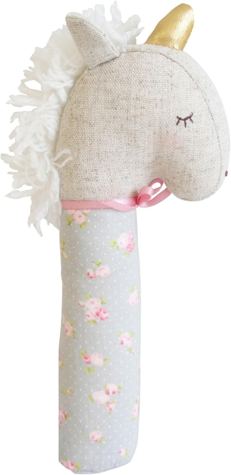 Alimrose Designs "Yvette" Unicorn Squeaker Baby Toy, Blush and Gold, 7"