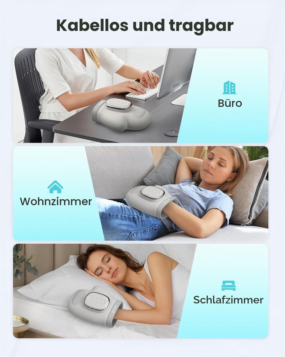 COMFIER Großes Handmassagegerät Kabellos mit Wärme und Kompression | Elektrisches Massagegerät für Hände, 5 Intensitäten, 3 Massagemodi, für Finger und Handgelenk, Geschenk für Frauen und Männer