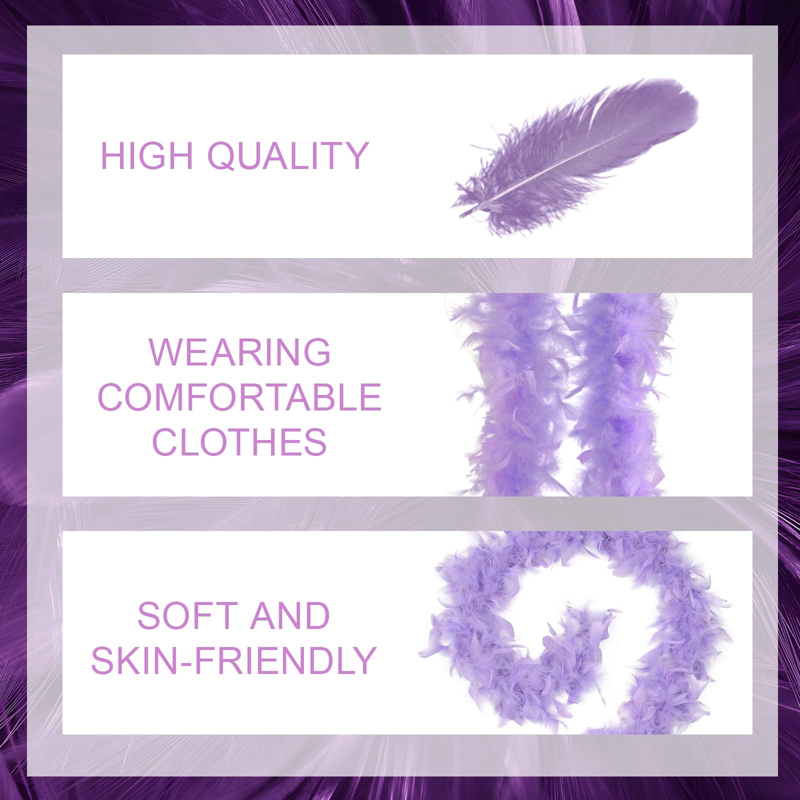 PonFxp Feather Boa, Feather Boas Multipack, 1 Pcs Purple Feather Scarf And 1Pcs Heart Eyes - Image 3