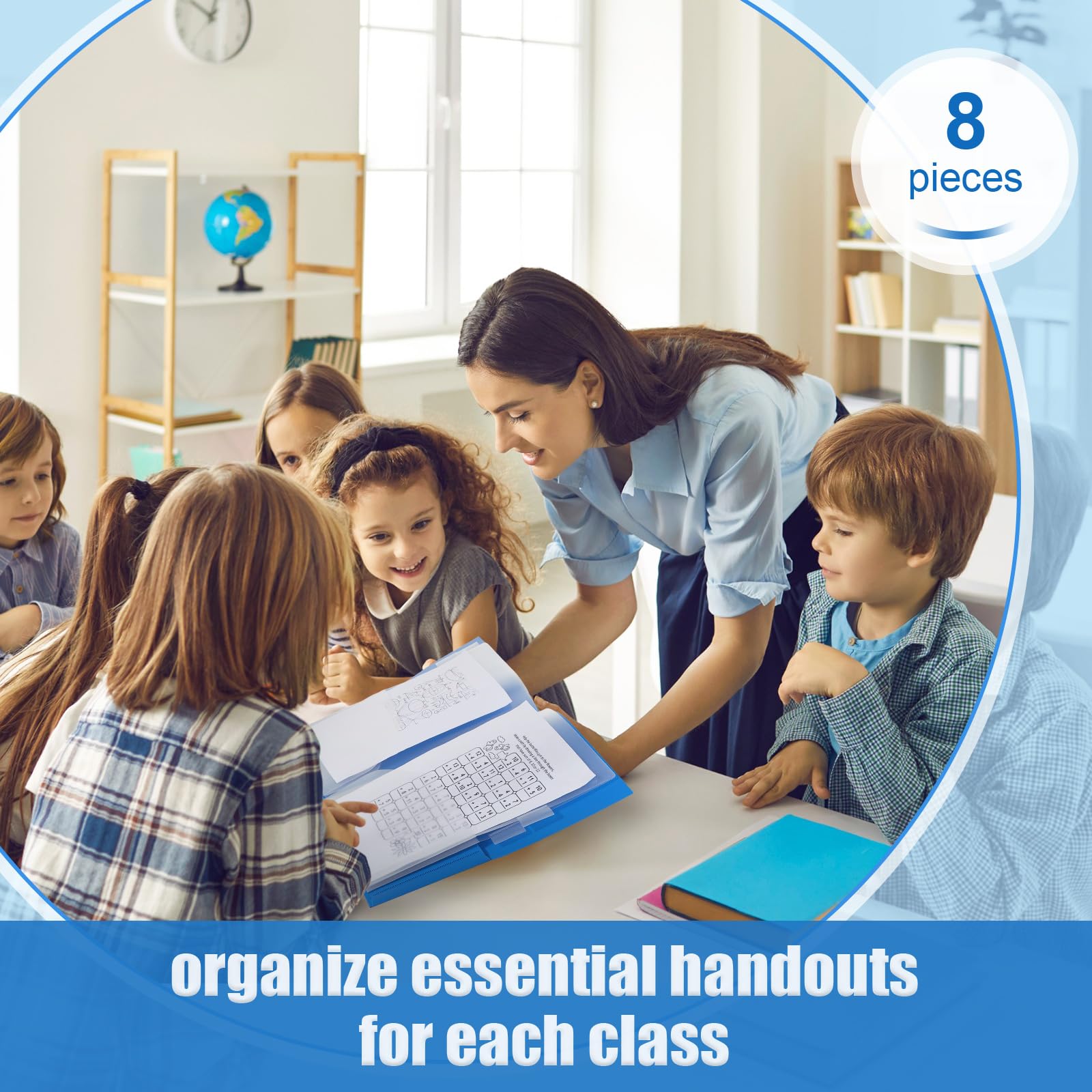 Colarr 8 carpetas de archivos con múltiples bolsillos, tamaño carta, carpeta organizadora de proyectos expandible, carpeta de documentos de papel de plástico para oficina, aula, negocios (azul, 8