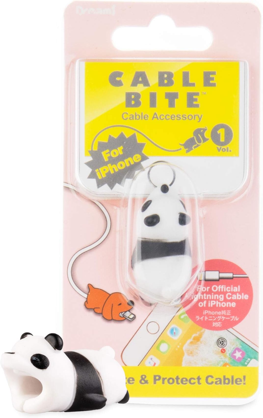 Animal Bite Cable Protector Buddies: Animal Bites for Charging Cords - Silicone Charger Protector Covers for Cell Phone Cords - Cable Buddy Compatible with iPhone Lightning Chargers - Panda