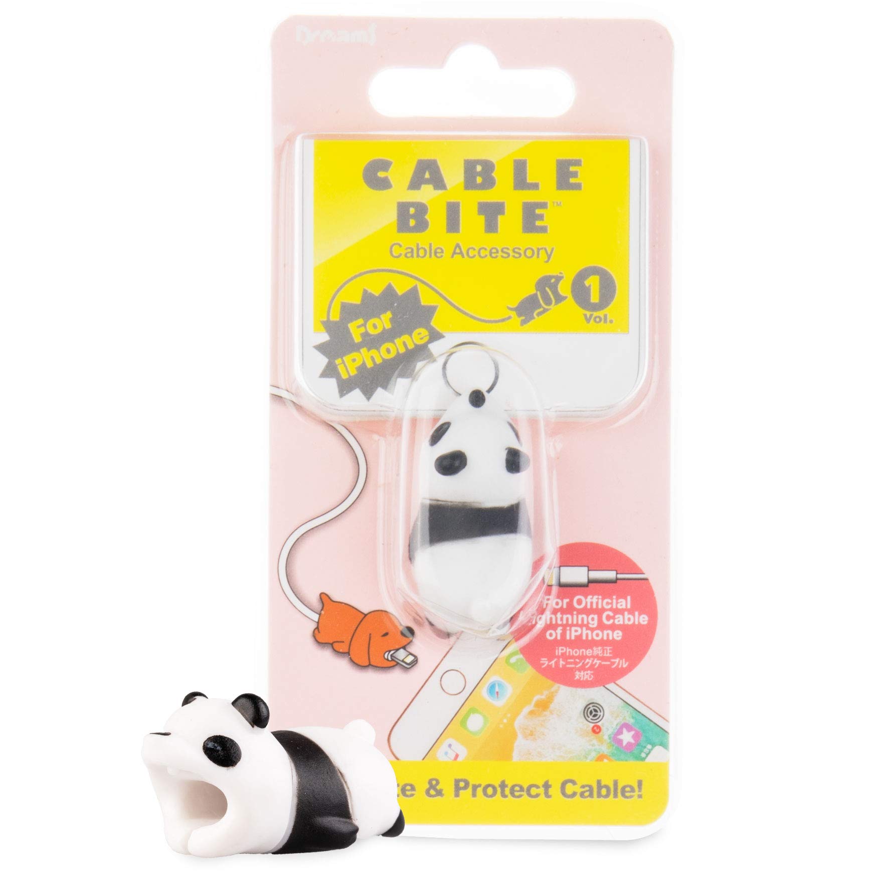 Animal Bite Cable Protector Buddies: Animal Bites for Charging Cords - Silicone Charger Protector Covers for Cell Phone Cords - Cable Buddy Compatible with iPhone Lightning Chargers - Panda