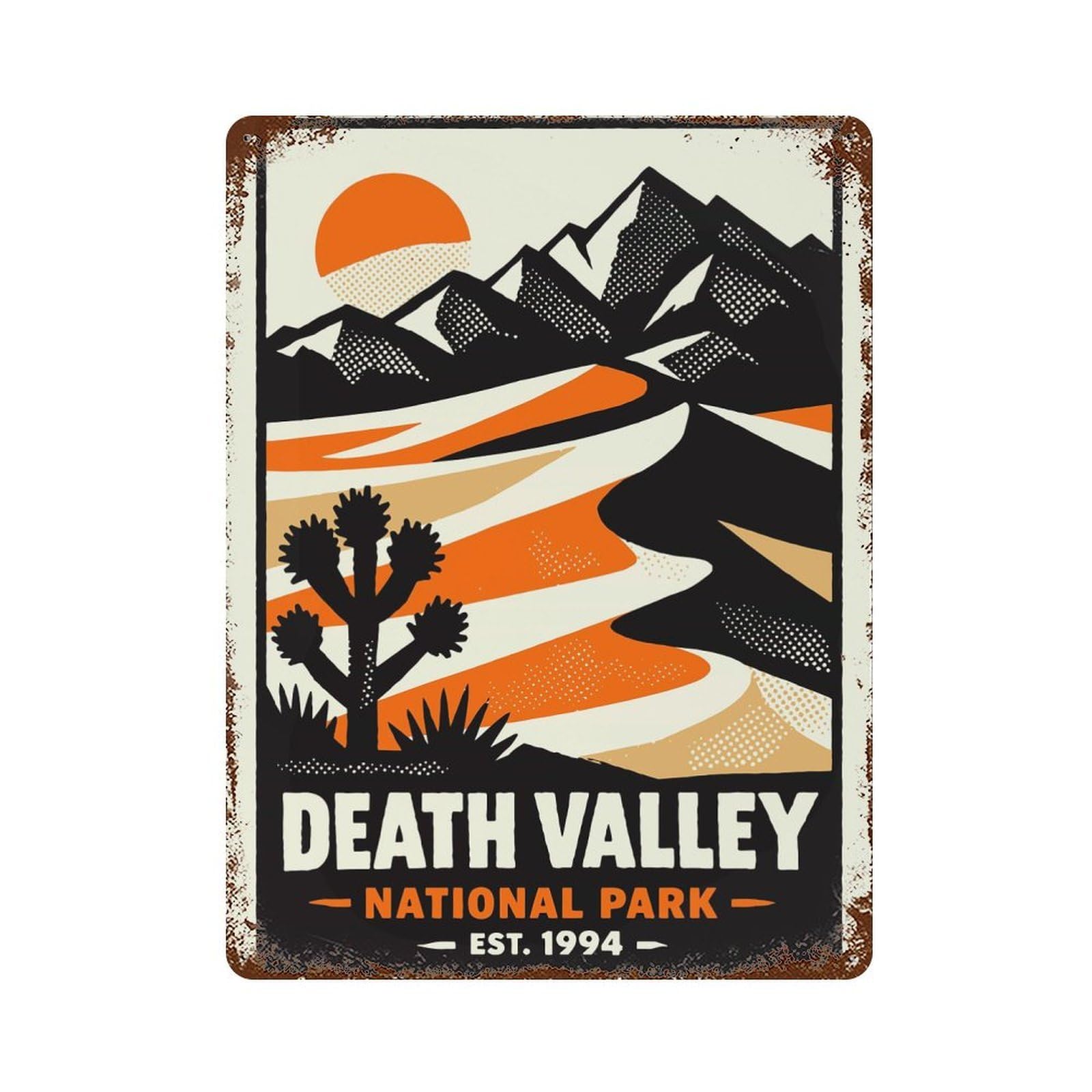 Death Valley National Park Poster Weathered Tin Sign 15.7"x11.8", Rustic Home Decor for Garage, Bar And Workshop Decor