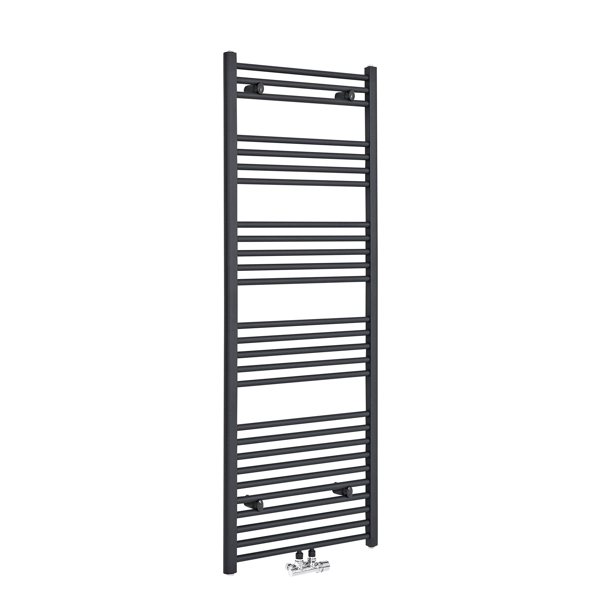 Milano Anthracite Neva Middle Connection Heated Towel Rail - 1600Mm X 500Mm