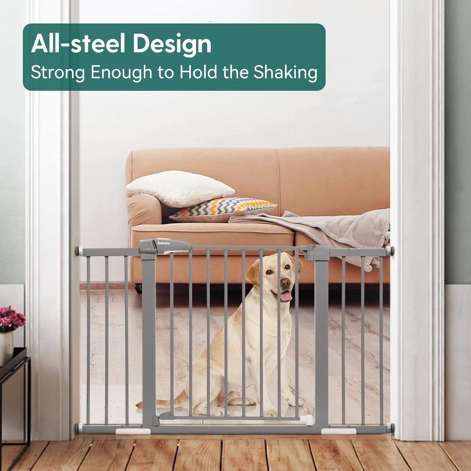 BABELIO Metal Baby/Dog Gate Extender, 5.5inch (14cm) Gray Pet Gate Extension, Extra Wide Pet Gate Accessories for Stairs & Doorways, NO Need Tools NO Drilling, 36" Tall