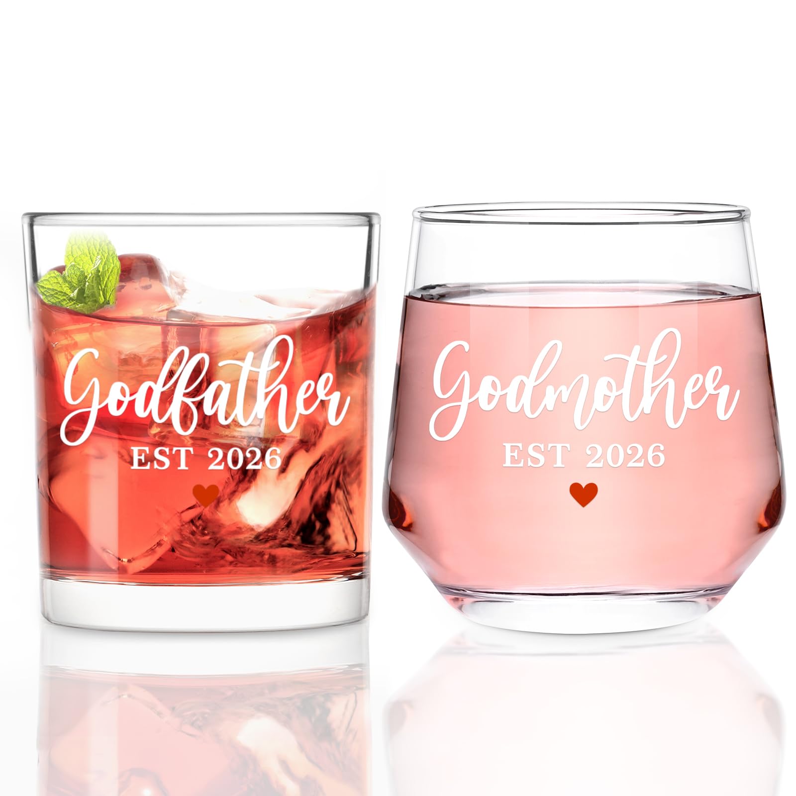 Futtumy Godparents Proposal Gift, Godfather Godmother EST 2026 Whiskey Wine Glasses for Birthday Christmas Mothers Day Fathers Day, Godmother Proposal Gift, Baptism Gifts for Godparents from Godchild