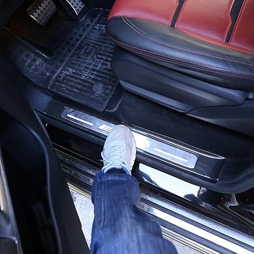 Miniatura 4 de 100% fibra de carbono real umbral de puerta Scuff placa inserto ajuste para Mercedes Benz G clase W463 G500 2019 2020 accesorios de coche