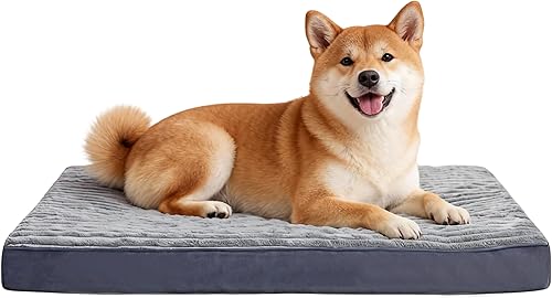 Miniatura 1 de Cama para perros de tamaño grande, camas ortopédicas de franela para mascotas con funda extraíble lavable, cama para perros grandes, impermeable,