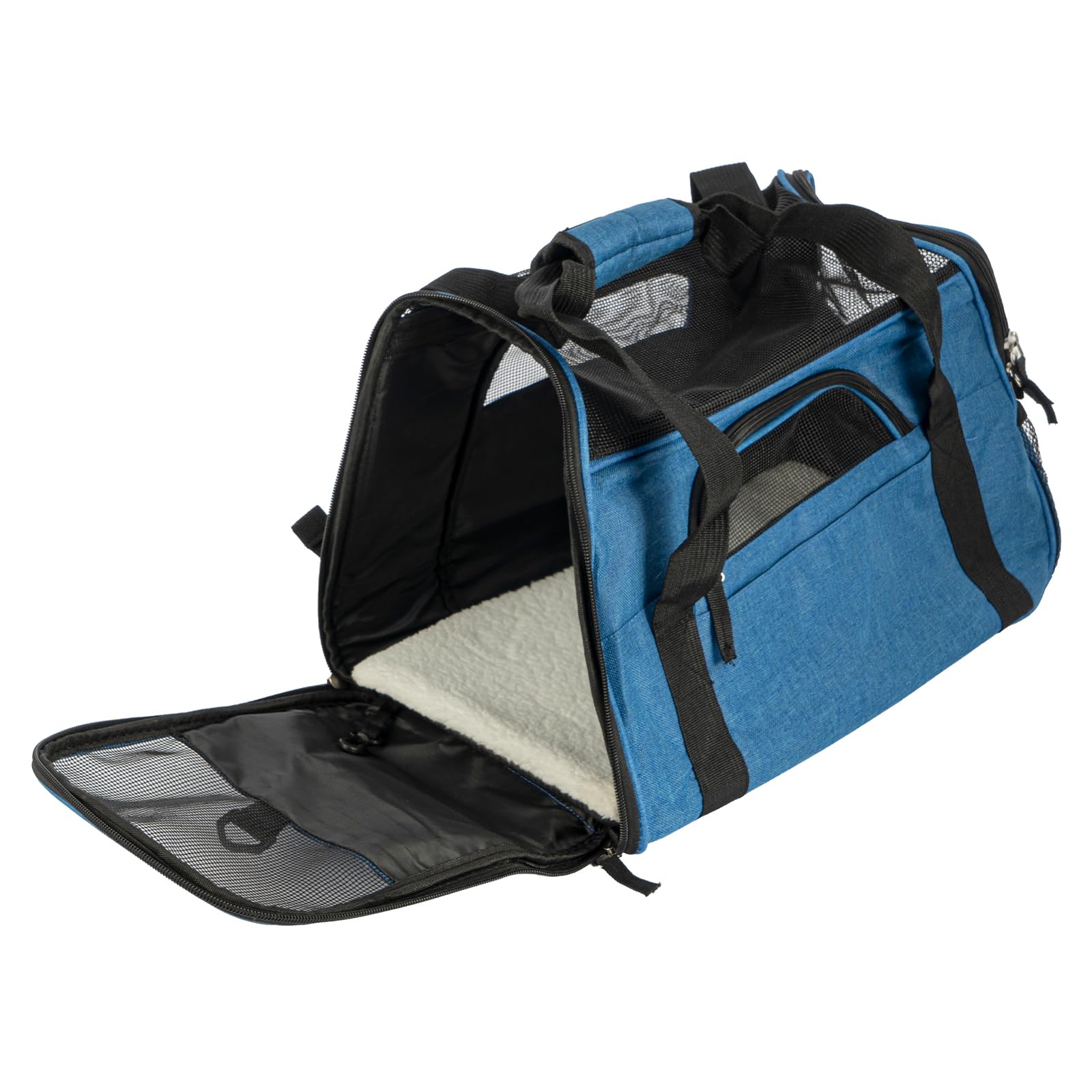 LN COZY CORNER Pet Carrier Bag, Soft Sided Foldable Cat & Dog Carrier with Breathable Mesh, 4 Storage Pockets & Removable Pad, Airline Approved Travel Carrier for Small Pets, Vet Visits (Blue, S)