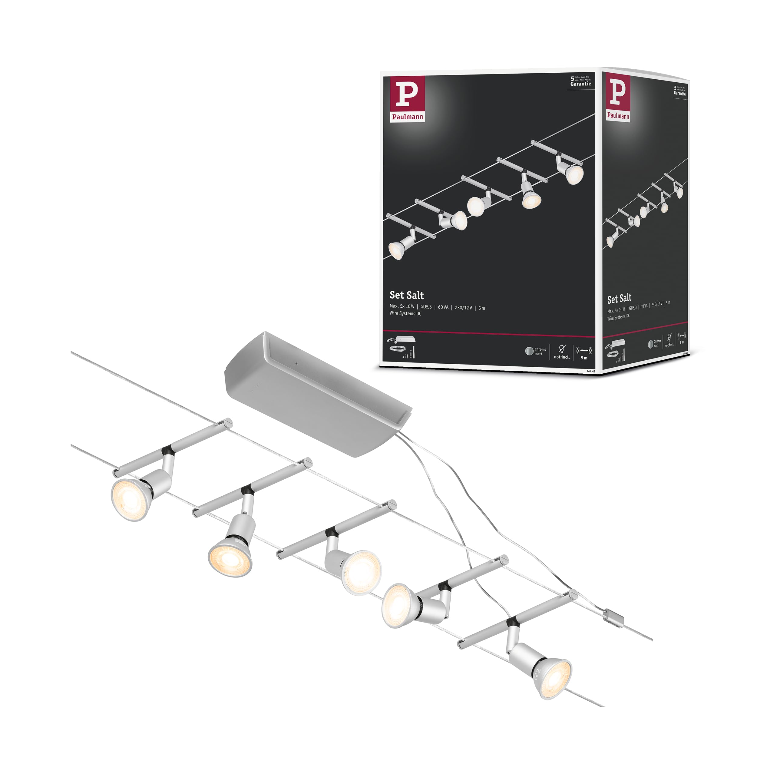 Paulmann Wire Set Salt max5x10W GU5,3 Chrom matt/C