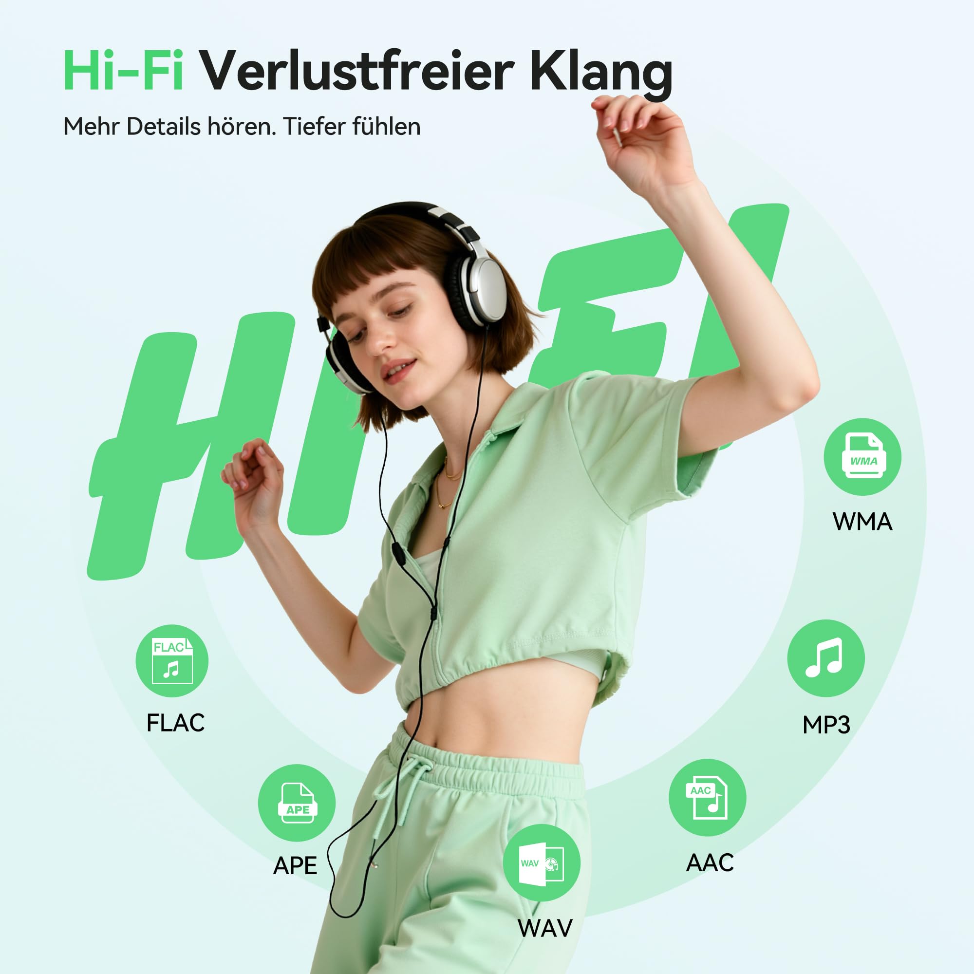 AGPTEK MP3 Player mit Bluetooth, 1,8 Zoll MP3-Player mit Lautsprecher, Kopfhörer & FM-Radio, HiFi-Sound Music Player für Sport, ohne​ internen Speicher, unterstützt bis zu 128 GB (Schwarz, 0GB) | Mit FM-Radio, Touch-Tasten, ohne eingebauten Speicher, unte