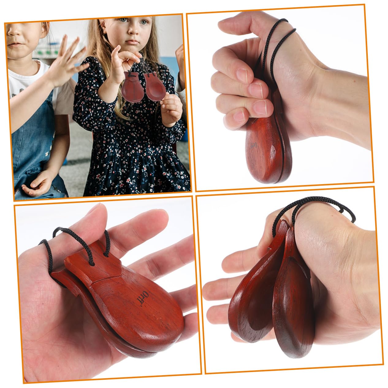 ERINGOGO Unique Spanish Castanet Percussion Wooden Hand Percussion Instruments for Adults Bulk Set