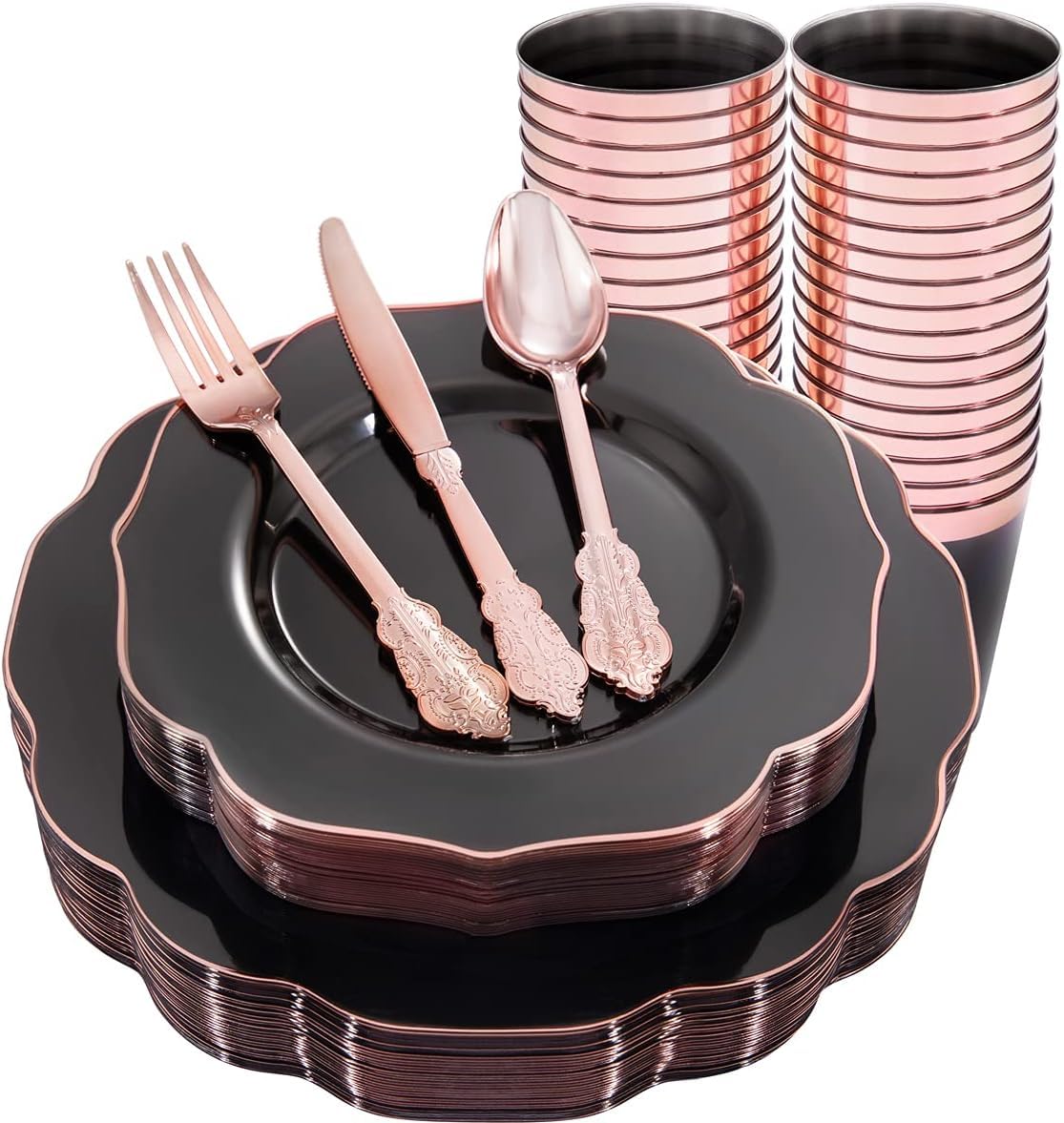 bUCLA White & Gold Disposable Plates - 180 Piece Set -13