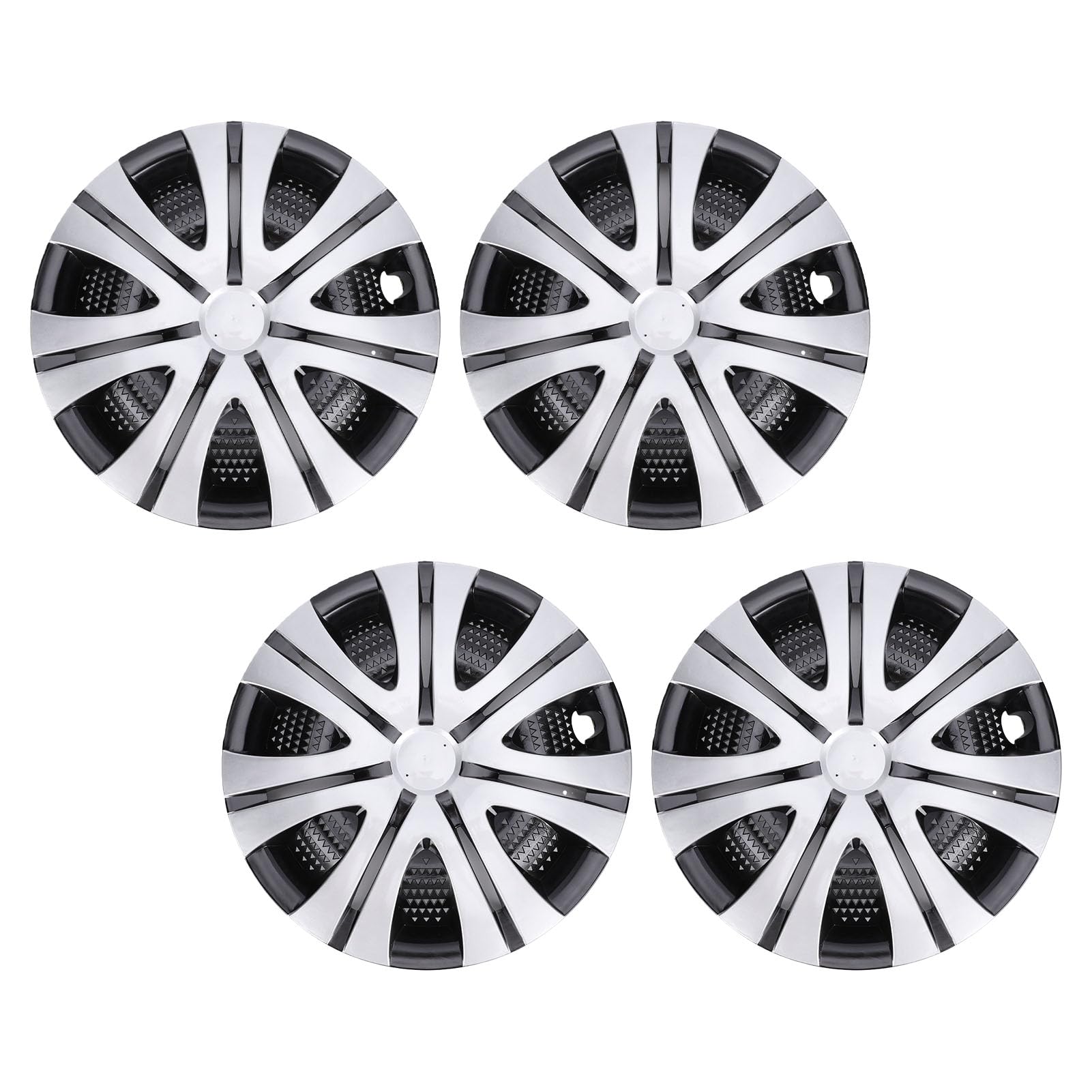 Fockety 15 Zoll Radkappen Satz von 4, Clip-On ABS Radblenden für Auto | Universelle Passform für Autos, LKWs, SUVs, rostfreier Felgenschutz, elegantes zweifarbiges Design in Silber und Schwarz