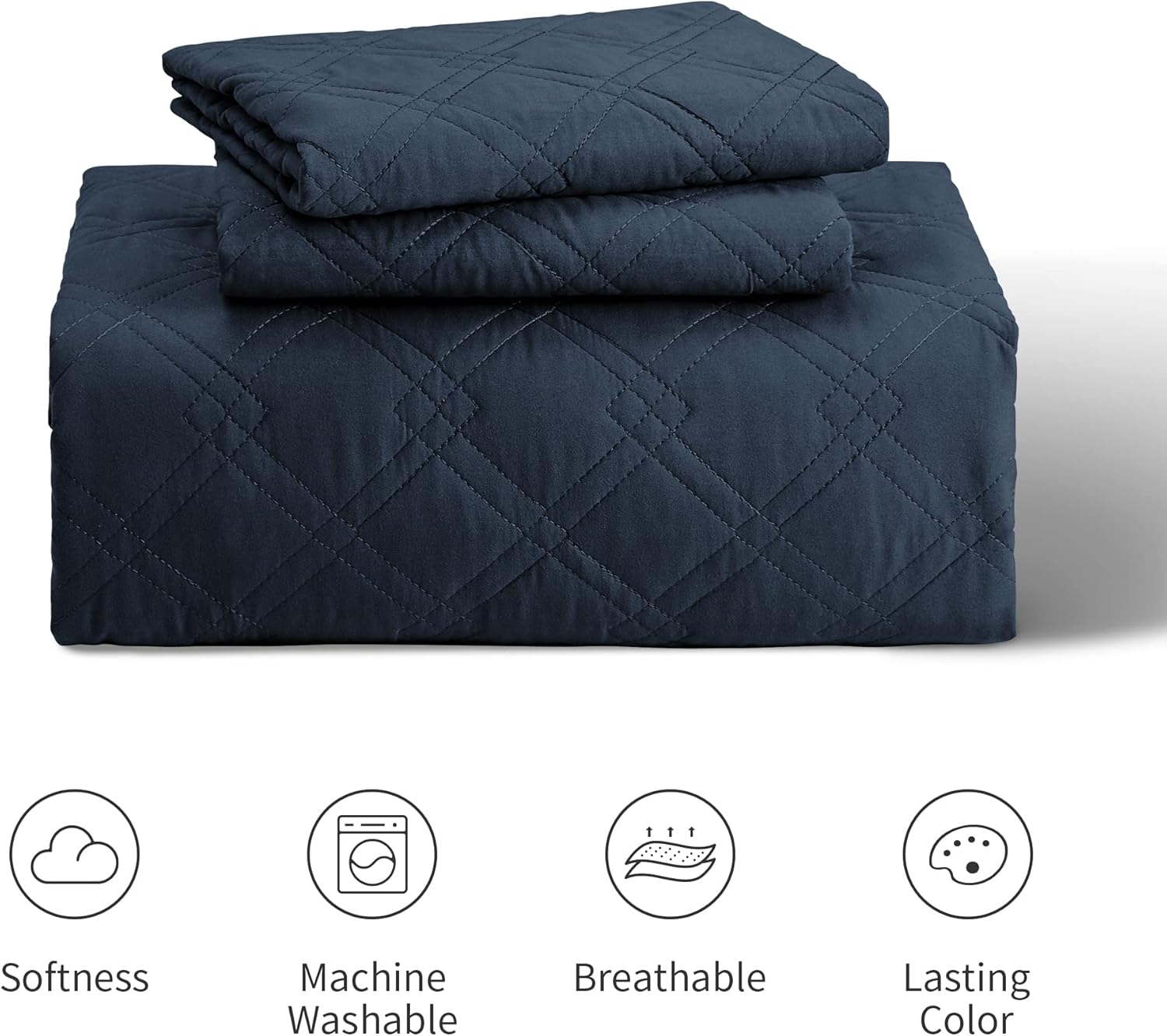 Love's cabin Quilts for Queen Bed Navy Blue Bedspreads - Soft Bed Summer Quilt Lightweight Microfiber Bedspread- Modern Style Diamond Coverlet for All Season - 3 Piece (1 Quilt, 2 Pillow Shams) : Home & Kitchen