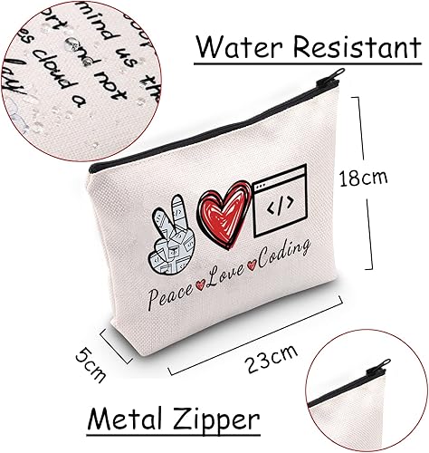 Miniatura 2 de JXGZSO Programador - Bolsa de cosméticos Peace Love Coding Neceser de aseo Code Worker Gift Coder regalo de jubilación Codificación de amor de paz